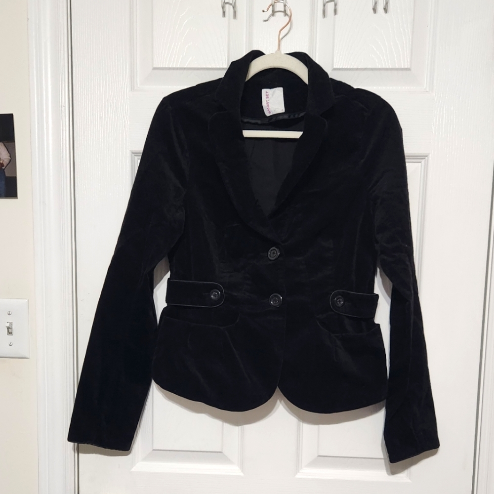 Faux Velvet Blazer